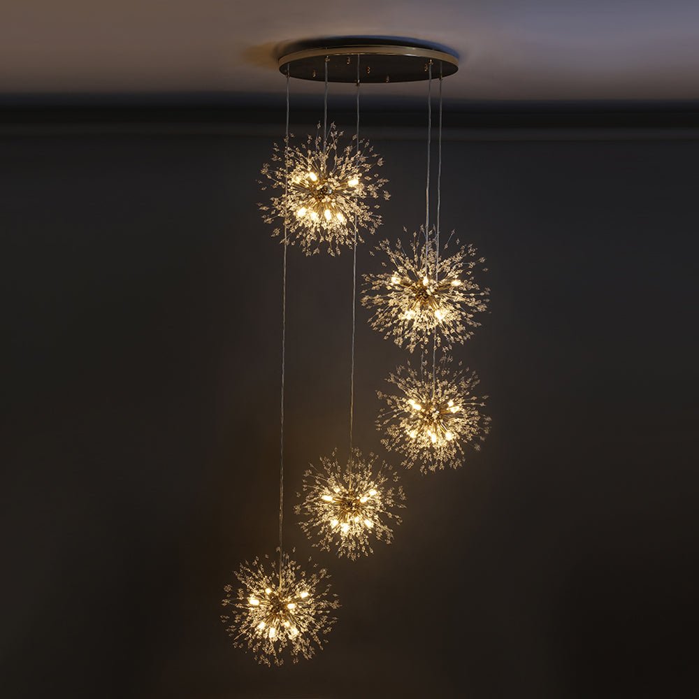 Brass Cluster Firework Dandelion Pendant Chandelier