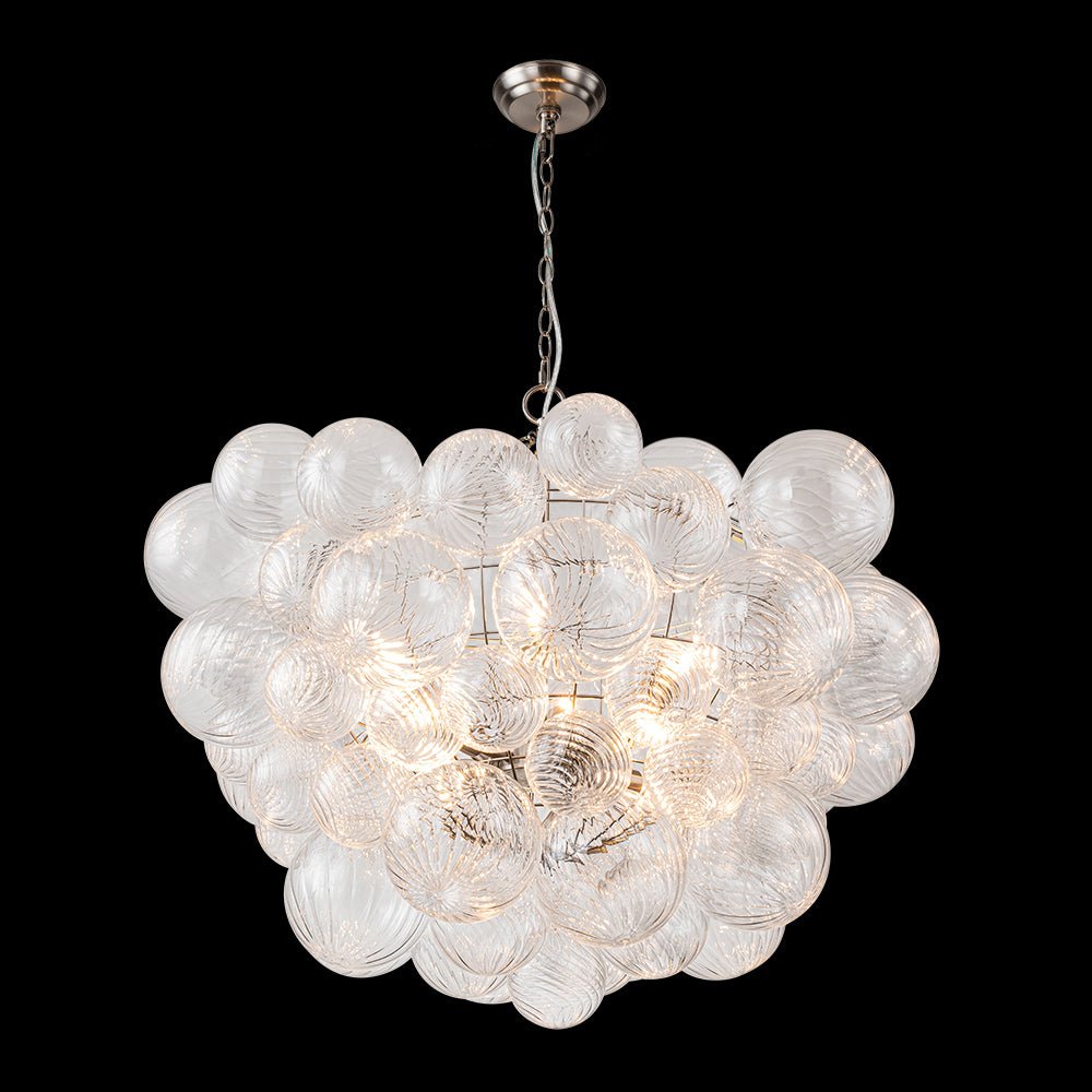 (OpenBox) Brass Cluster Ribbed Glass Globe Bubble Chandelier