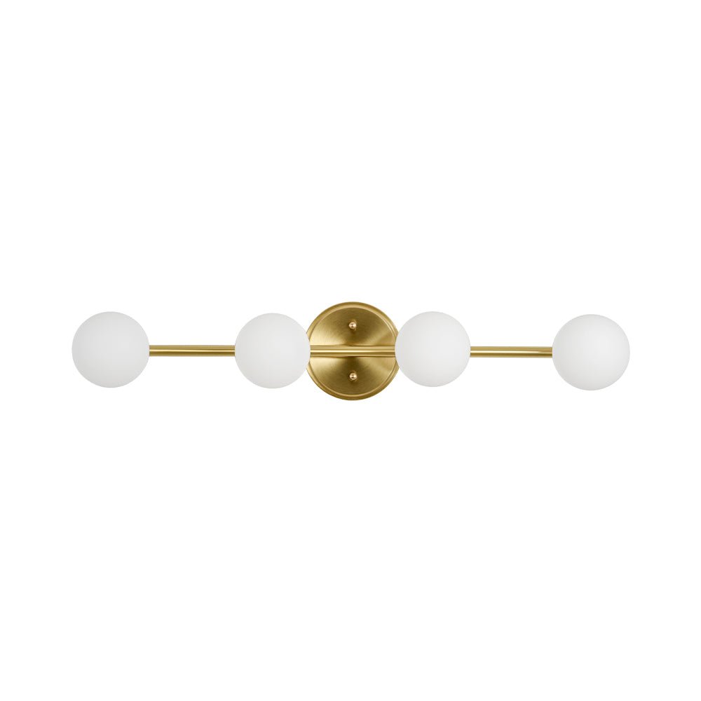 Brass Linear Opal Glass Globe Semi Flush Mount Vanity Light
