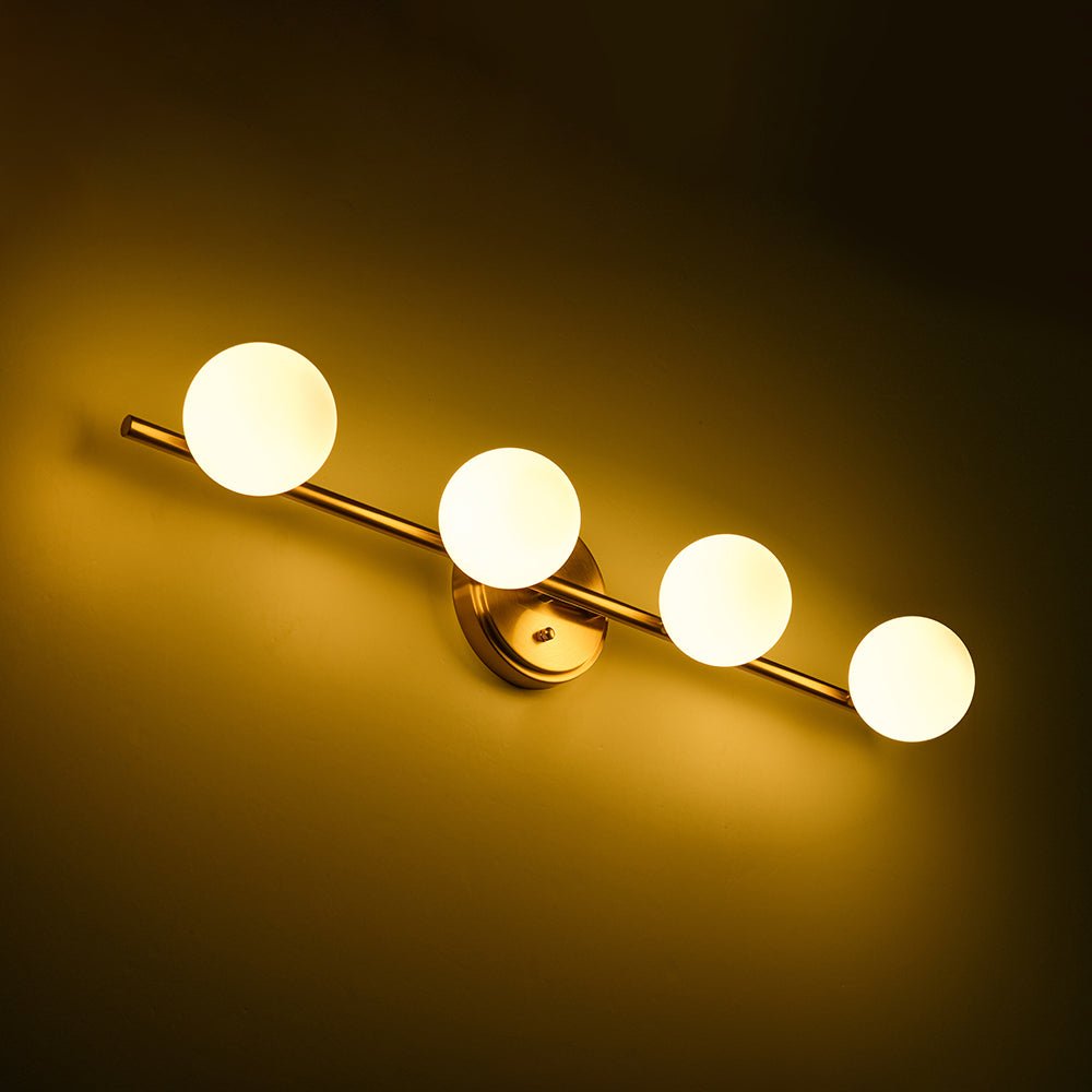 Brass Linear Opal Glass Globe Semi Flush Mount Vanity Light