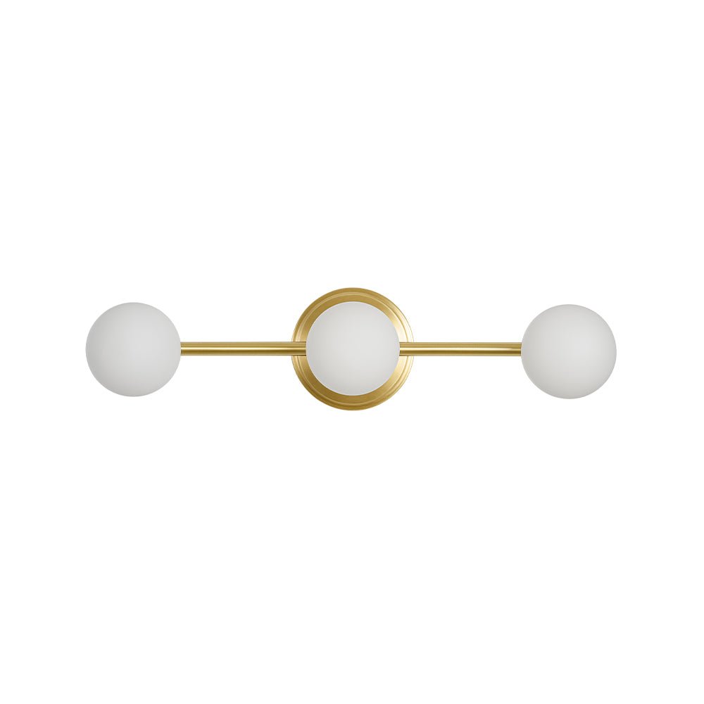 Brass Linear Opal Glass Globe Semi Flush Mount Vanity Light