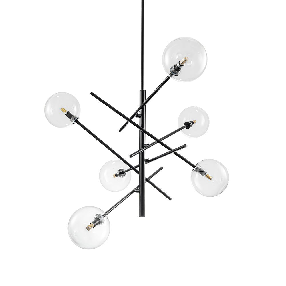 Celestial Glass Globe Sputnik Chandelier - Adjustable Linear Arm