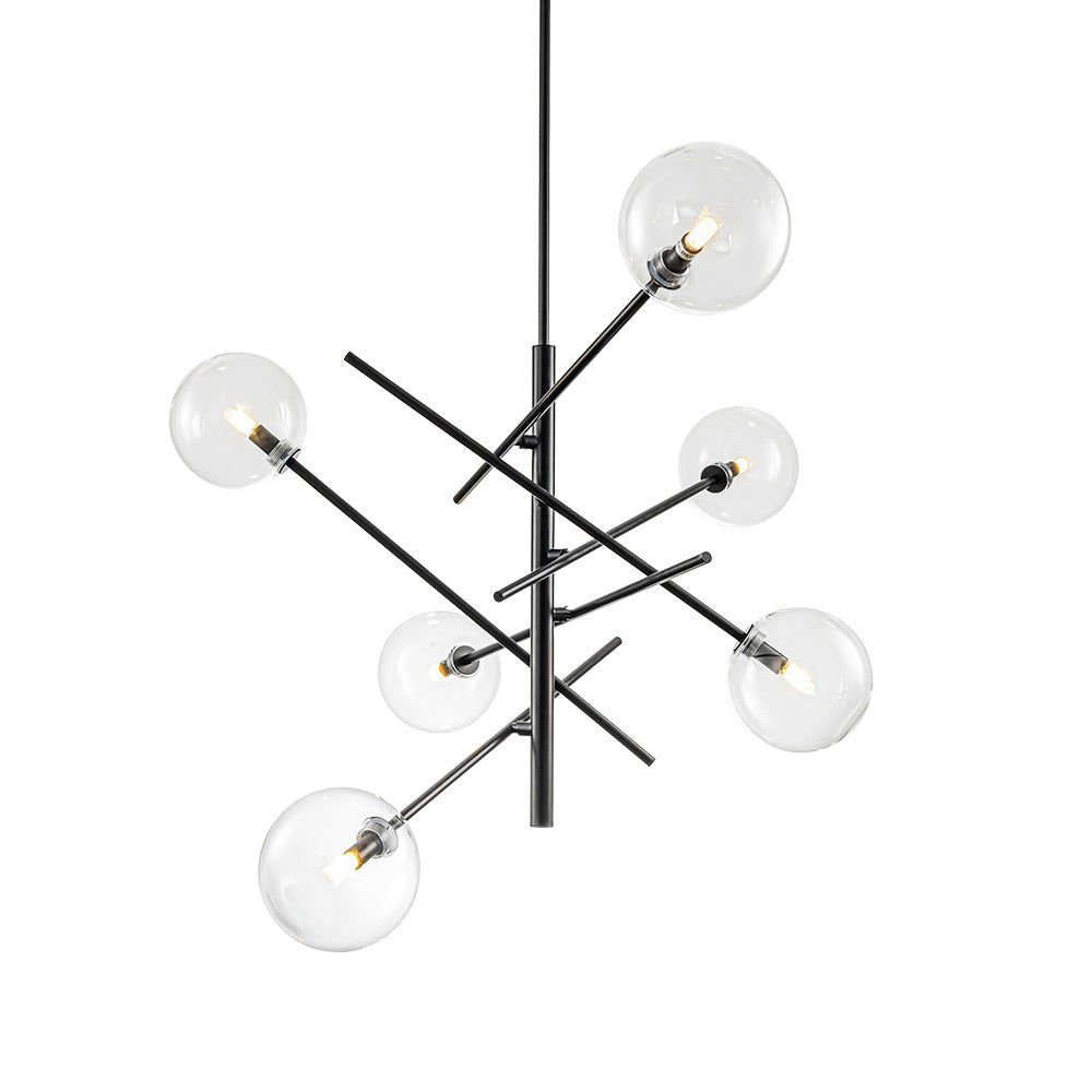 Celestial Glass Globe Sputnik Chandelier - Adjustable Linear Arm