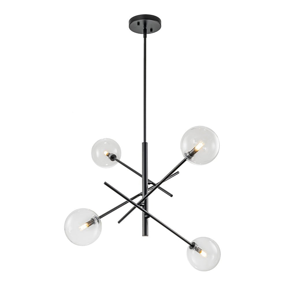 Celestial Glass Globe Sputnik Chandelier - Adjustable Linear Arm