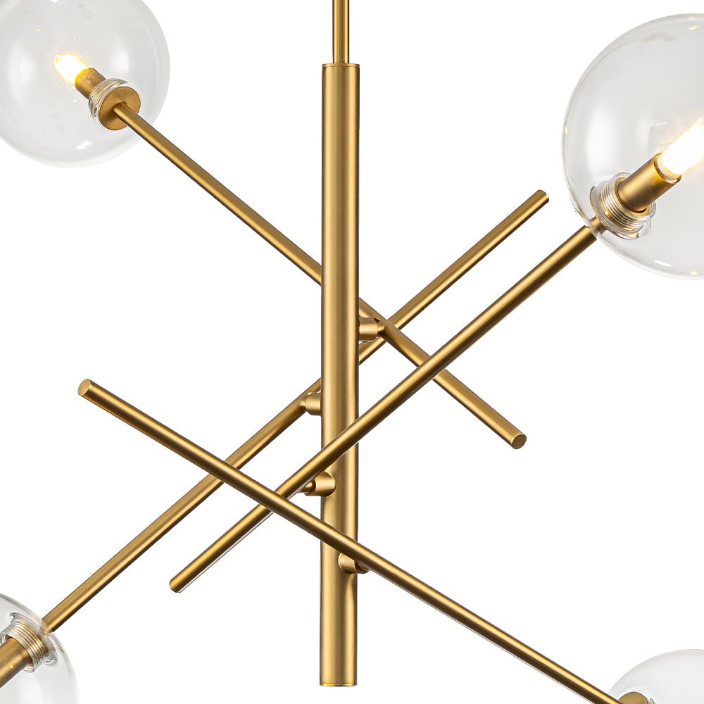 Celestial Glass Globe Sputnik Chandelier - Adjustable Linear Arm