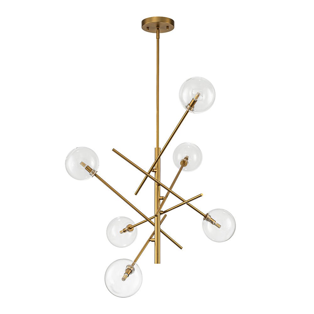 Celestial Glass Globe Sputnik Chandelier - Adjustable Linear Arm