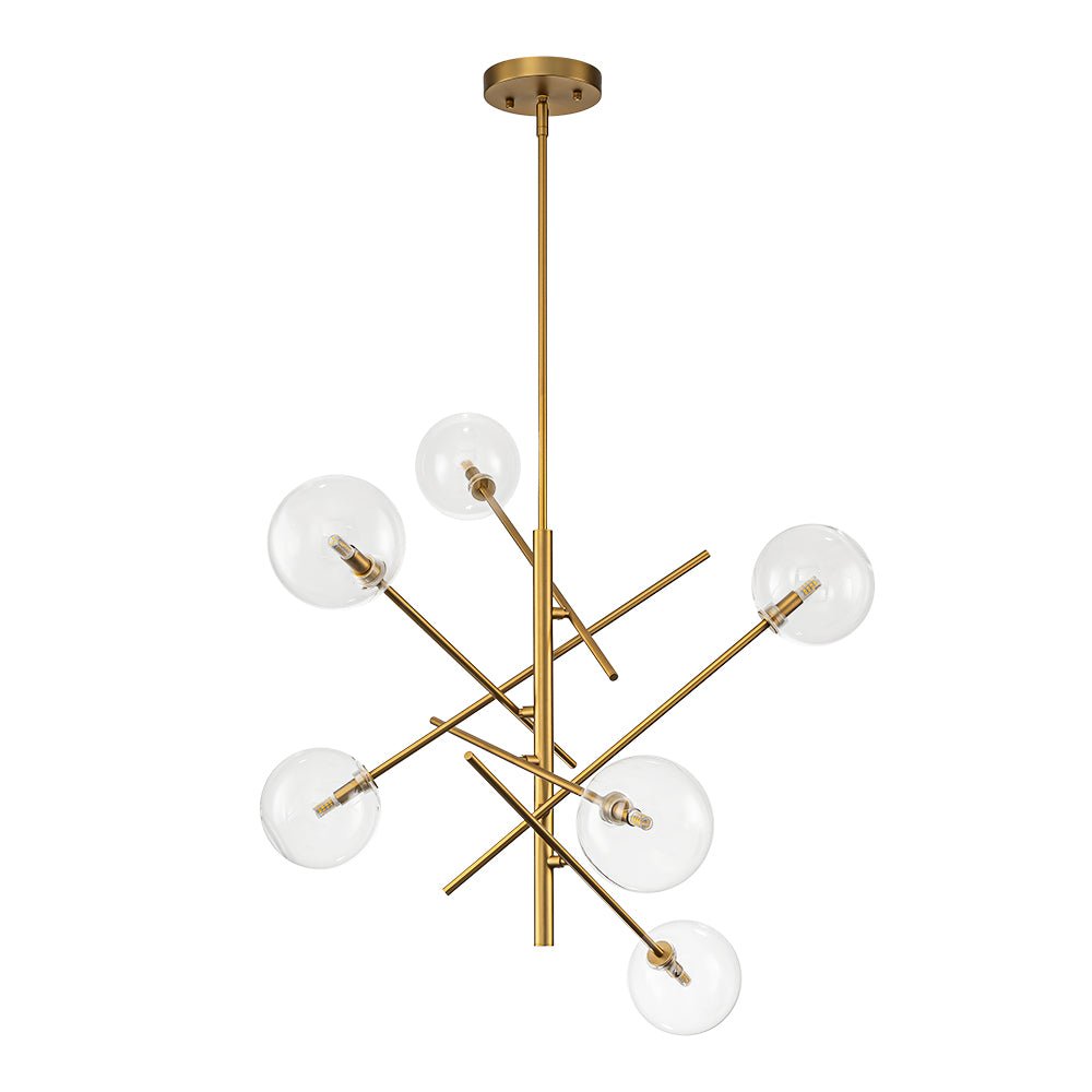Celestial Glass Globe Sputnik Chandelier - Adjustable Linear Arm