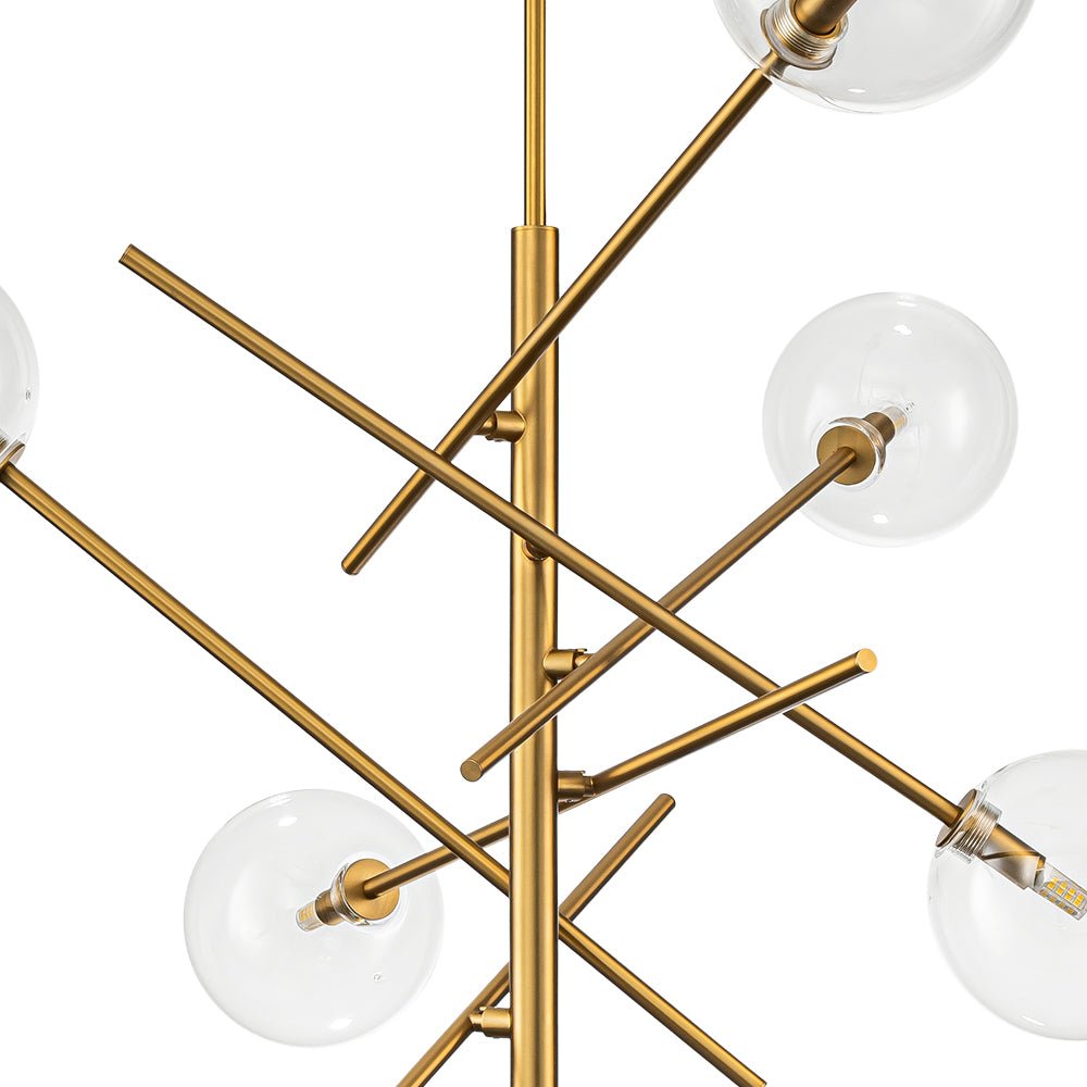Celestial Glass Globe Sputnik Chandelier - Adjustable Linear Arm