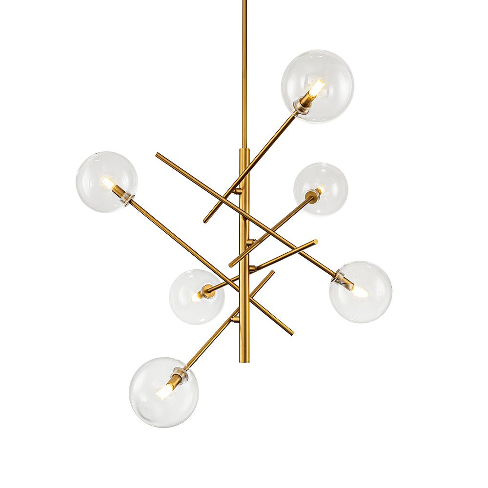 Celestial Glass Globe Sputnik Chandelier - Adjustable Linear Arm