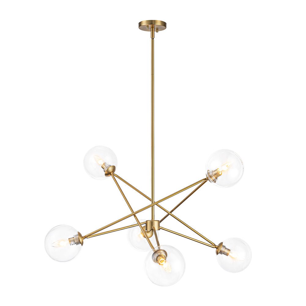 Celestial Glass Globe Staggered Linear Sputnik Chandelier