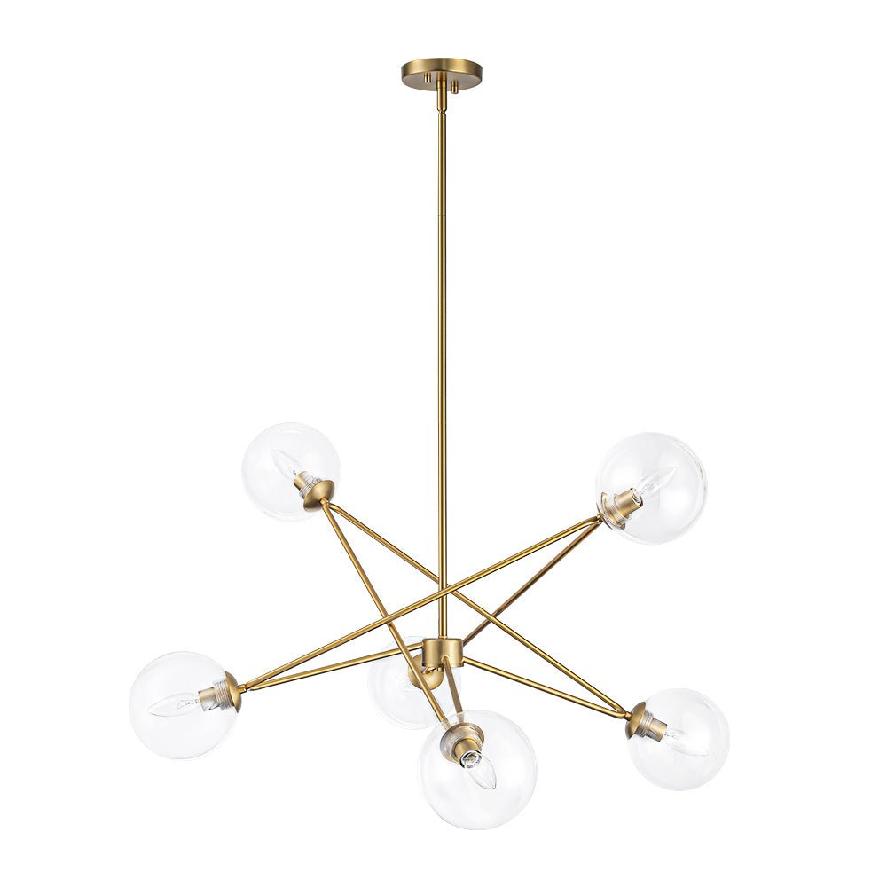 Celestial Glass Globe Staggered Linear Sputnik Chandelier