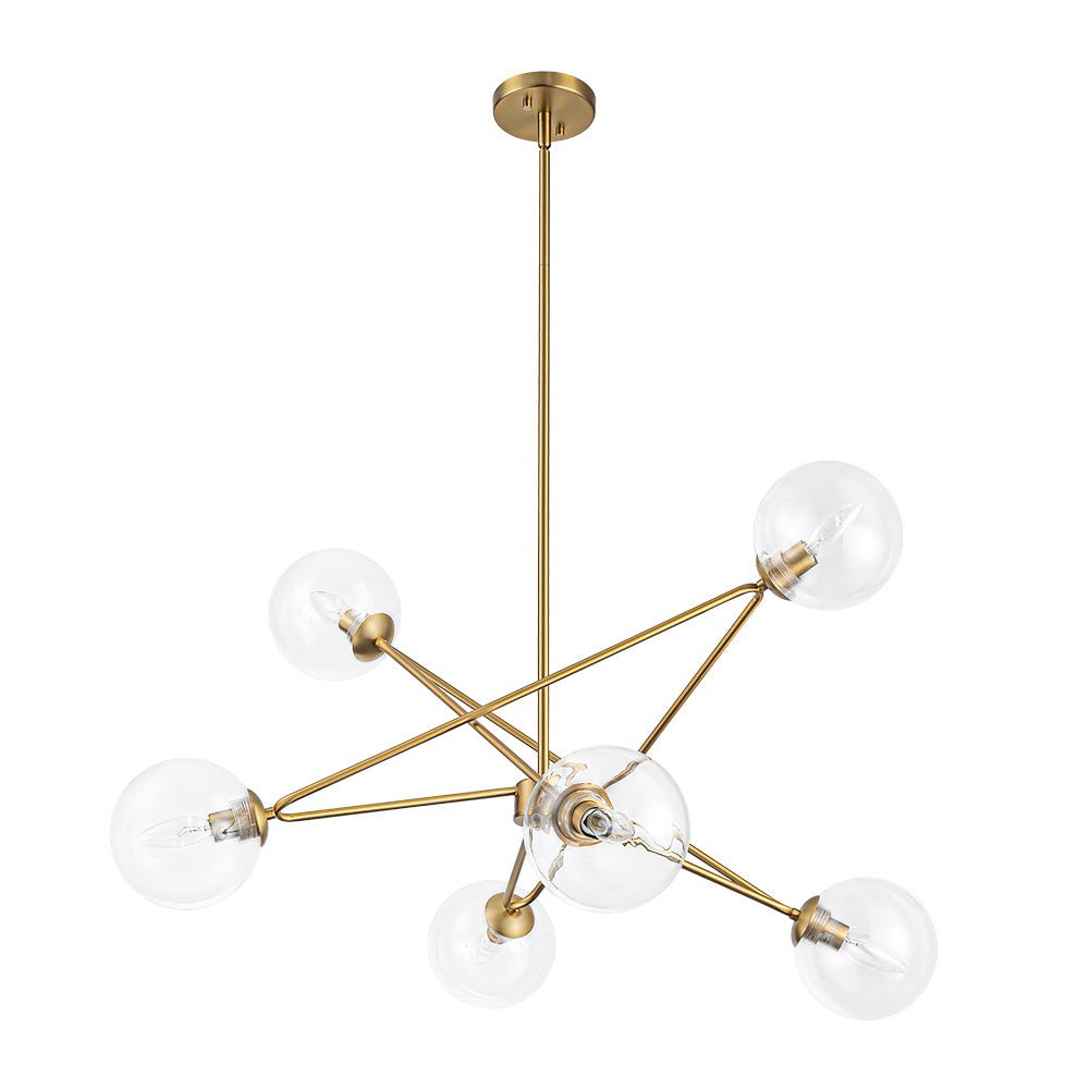 Celestial Glass Globe Staggered Linear Sputnik Chandelier