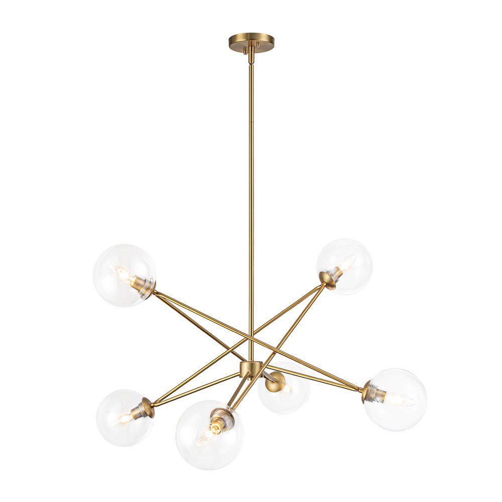 Celestial Glass Globe Staggered Linear Sputnik Chandelier