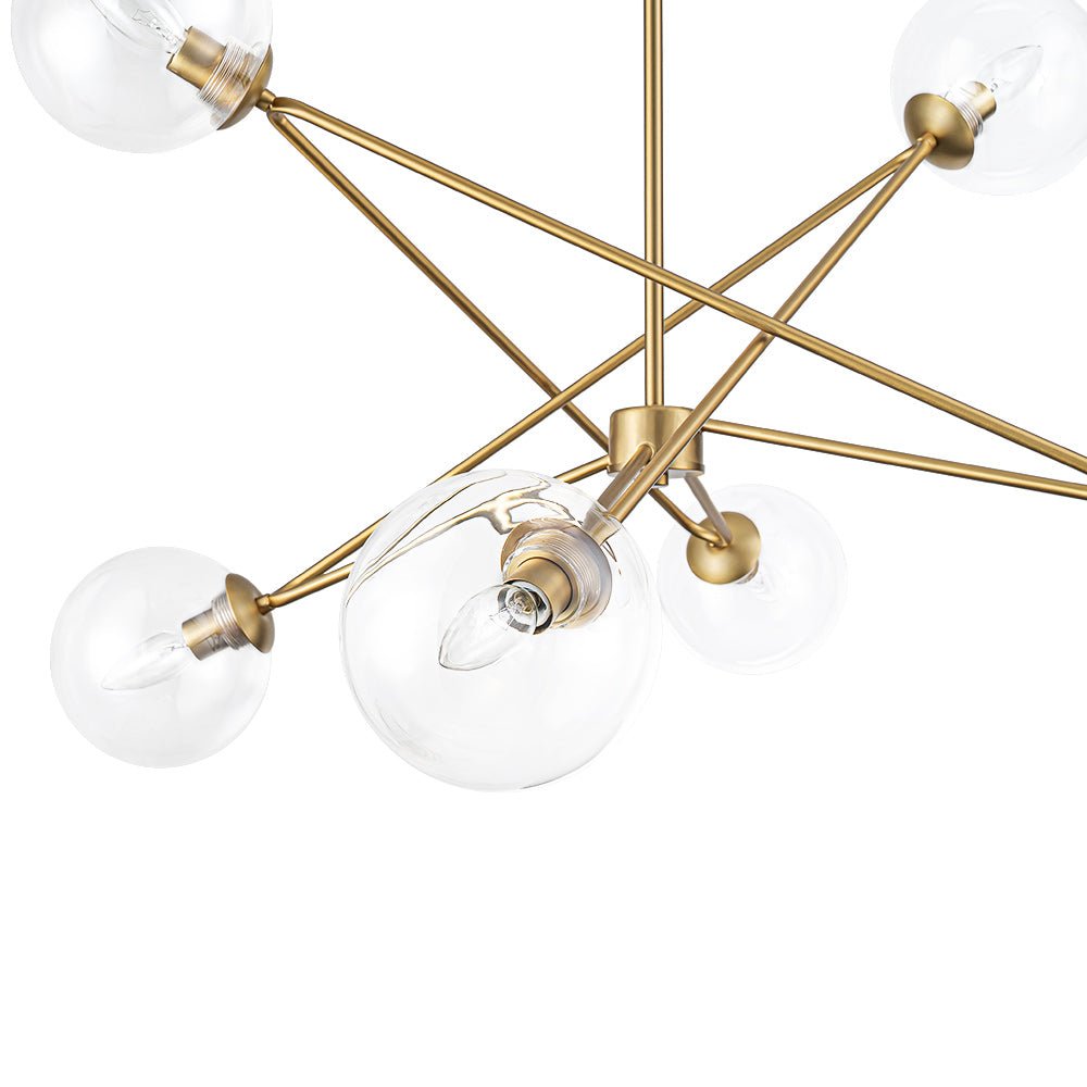 Celestial Glass Globe Staggered Linear Sputnik Chandelier