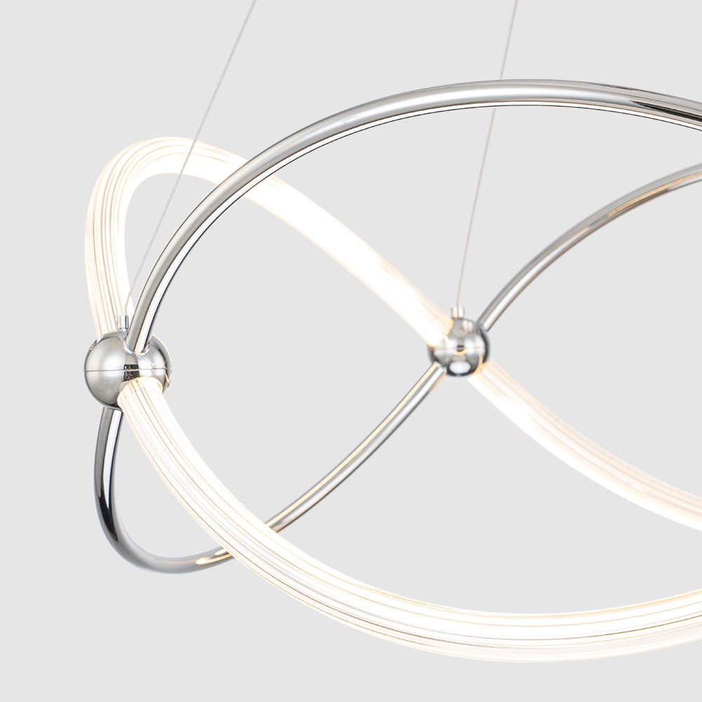 Chrome Twisted Weave Ribbon Warm LED Pendant Chandelier