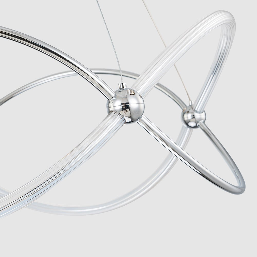 Chrome Twisted Weave Ribbon Warm LED Pendant Chandelier