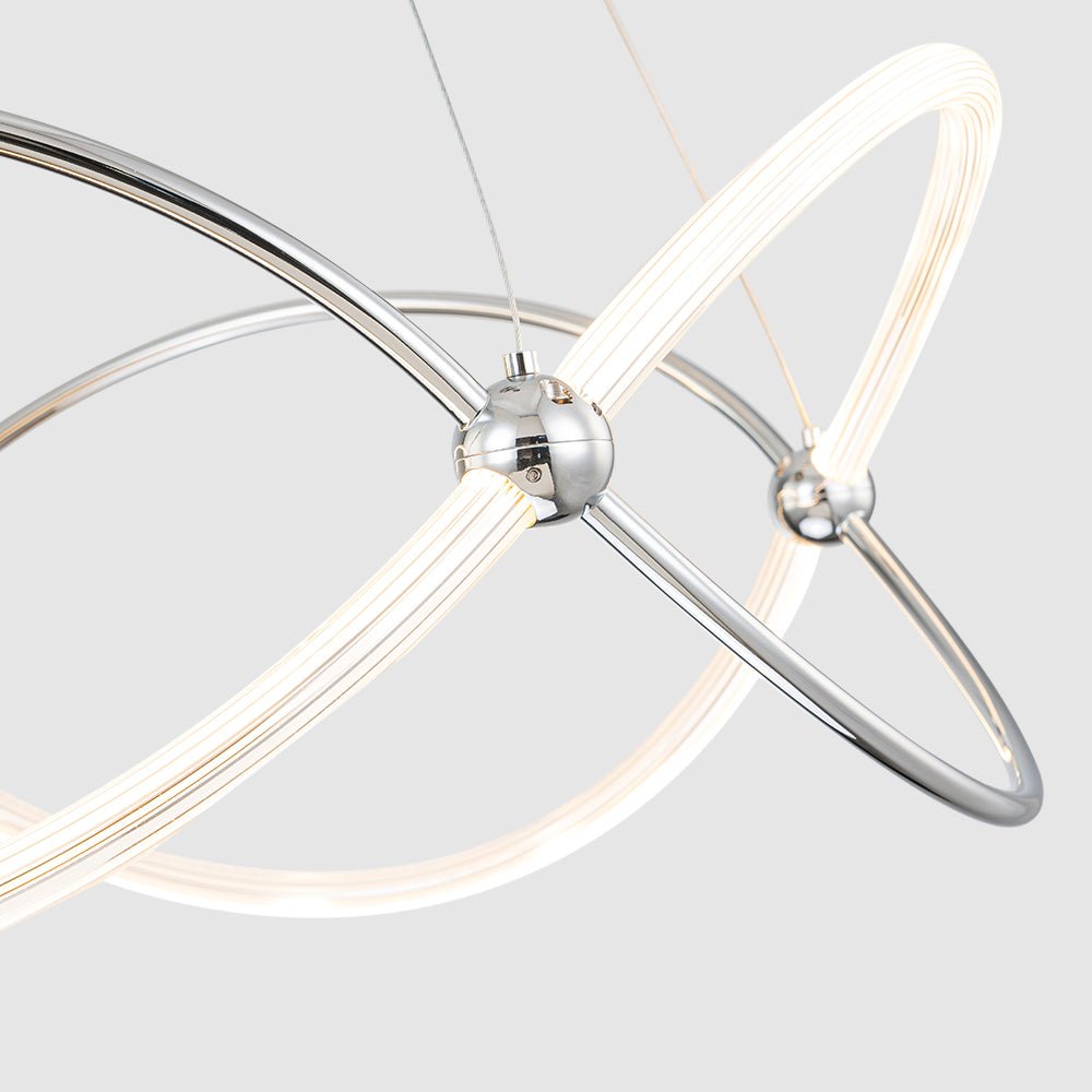 Chrome Twisted Weave Ribbon Warm LED Pendant Chandelier