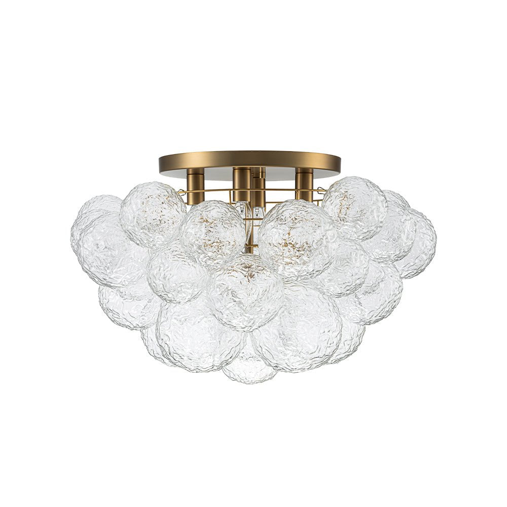 Cluster Rippled Glass Bubble Round Semi Flush Chandelier