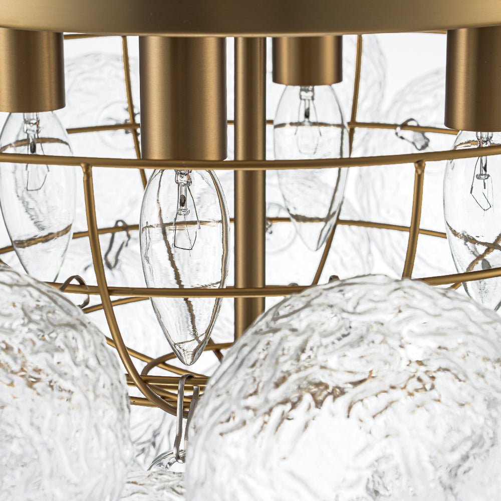 Cluster Rippled Glass Bubble Round Semi Flush Chandelier