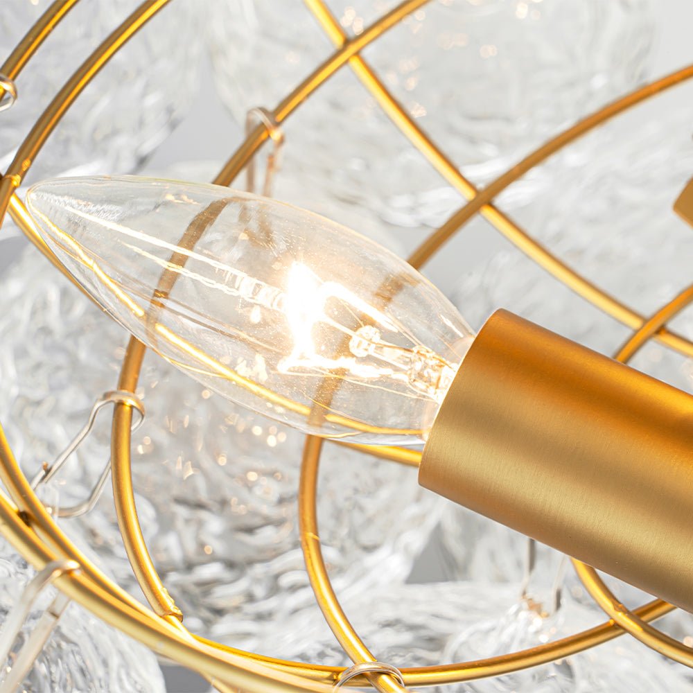 Cluster Rippled Textured Glass Bubble Semi Flush Chandelier