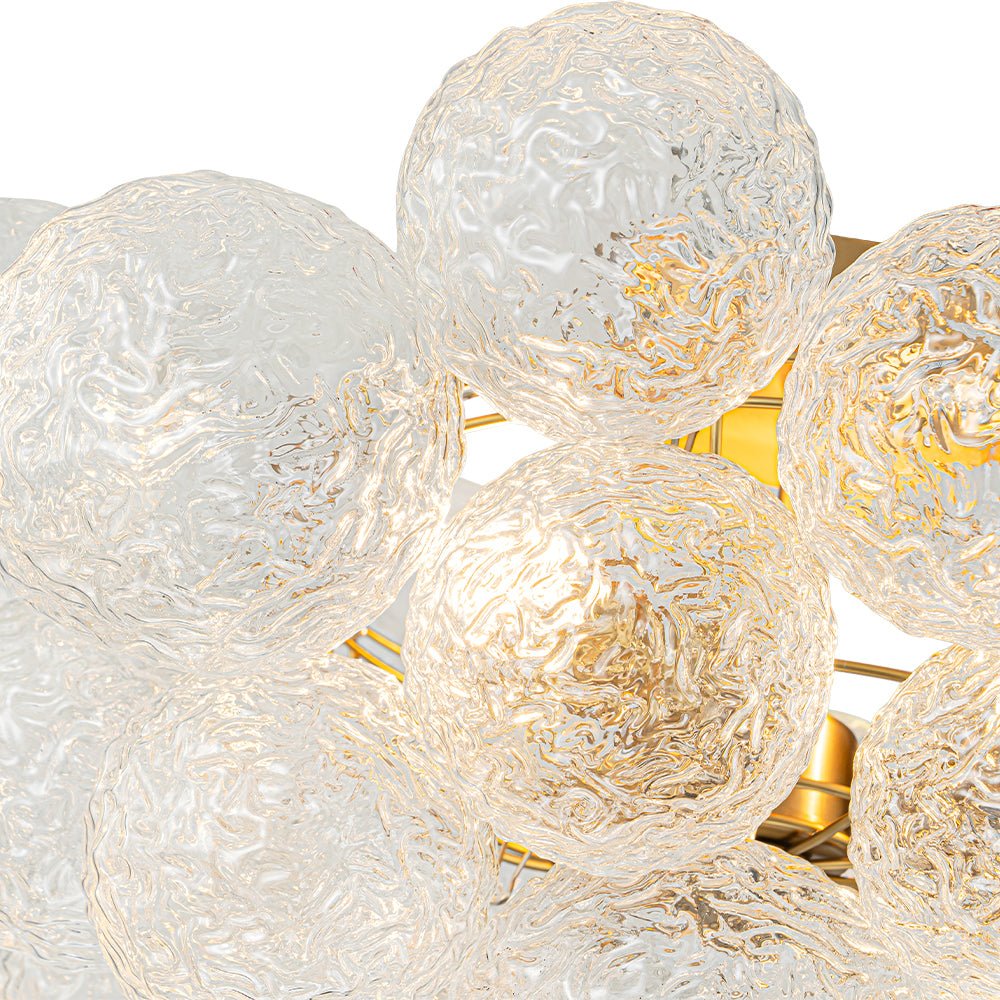 Cluster Rippled Textured Glass Bubble Semi Flush Chandelier