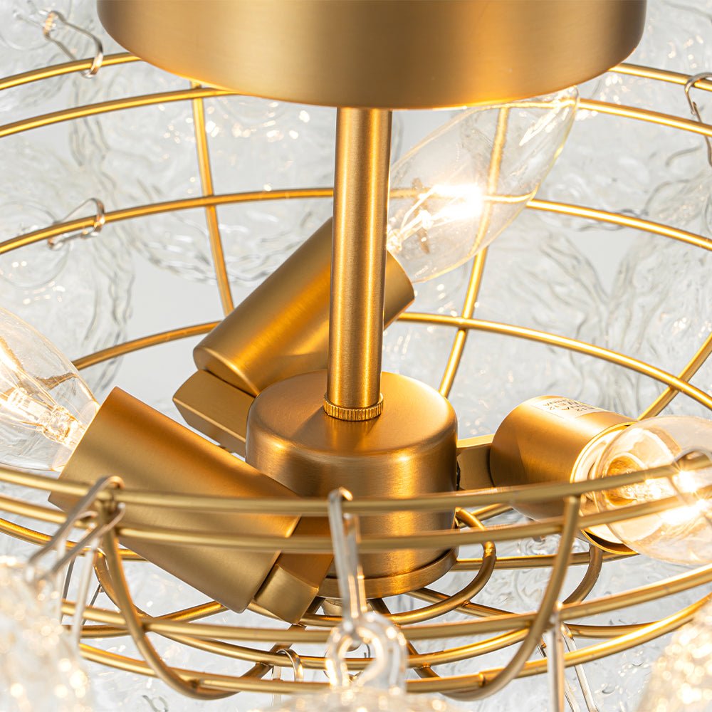 Cluster Rippled Textured Glass Bubble Semi Flush Chandelier