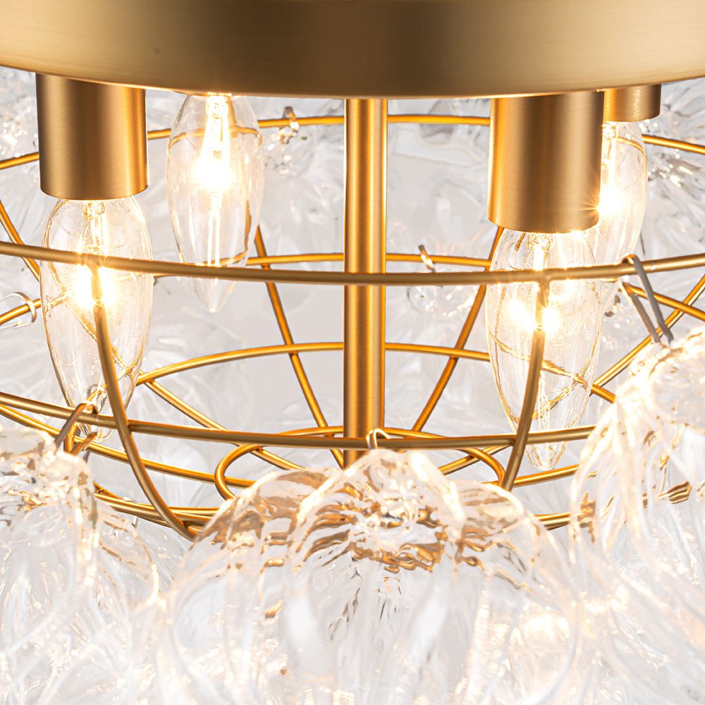 Cluster Sculpture Glass Bubble Round Semi Flush Chandelier