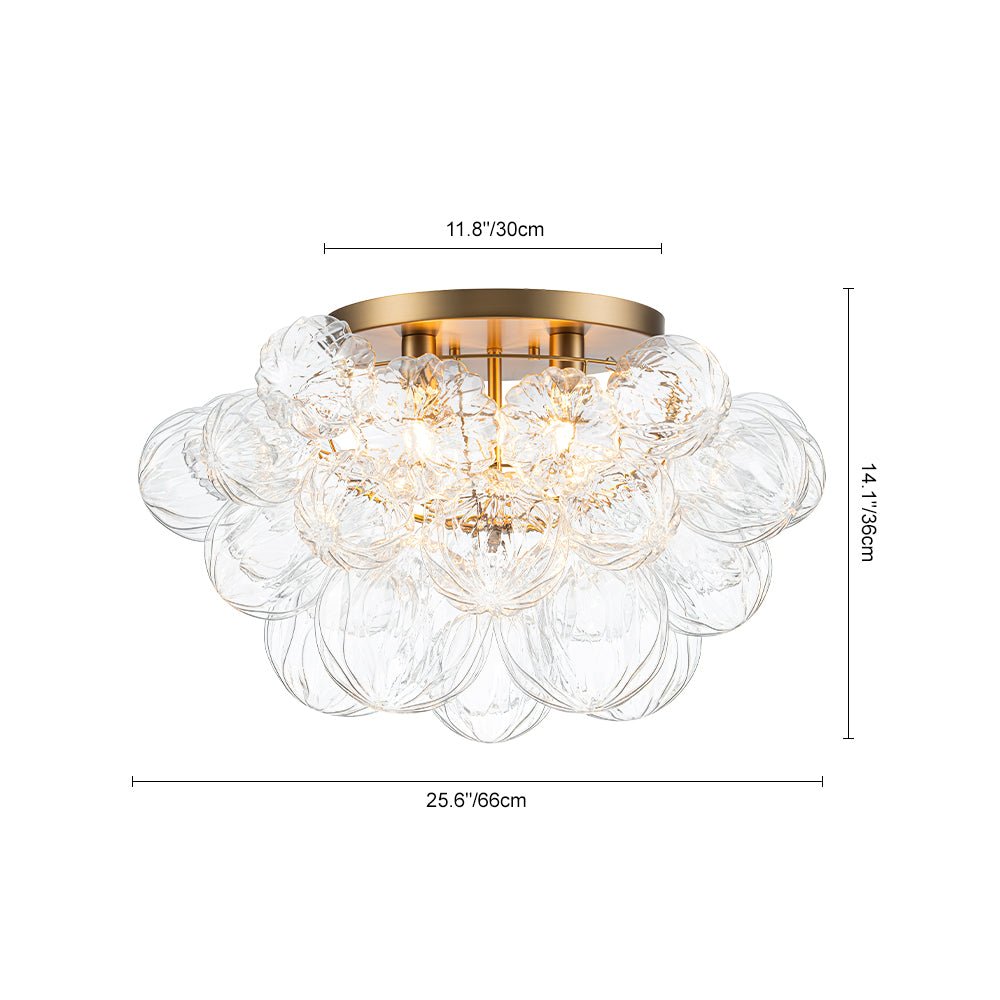 Cluster Sculpture Glass Bubble Round Semi Flush Chandelier