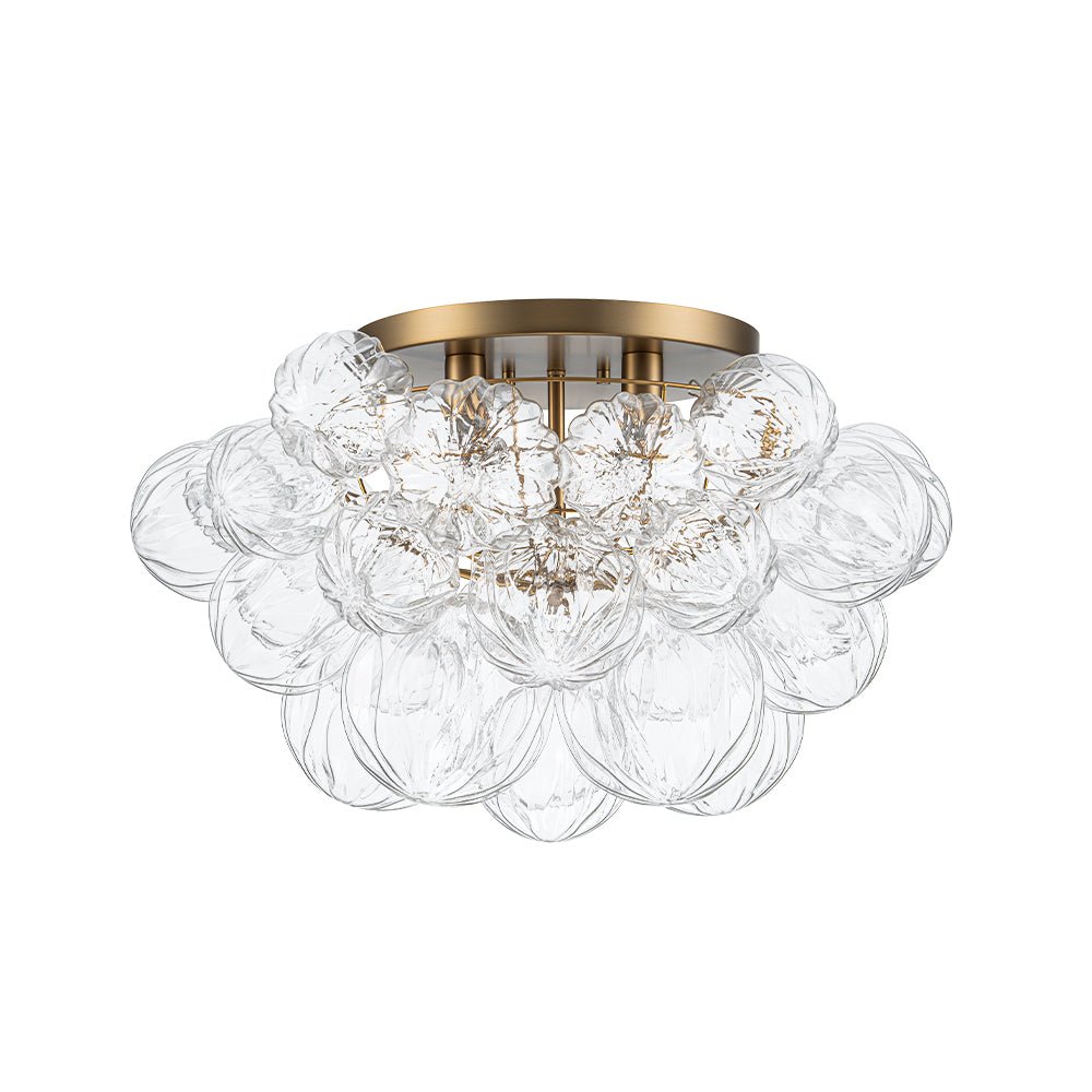 Cluster Sculpture Glass Bubble Round Semi Flush Chandelier
