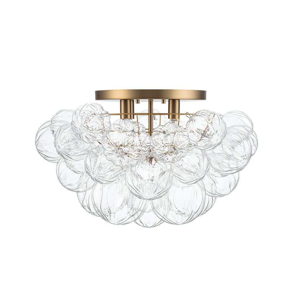 Cluster Sculpture Glass Bubble Round Semi Flush Chandelier