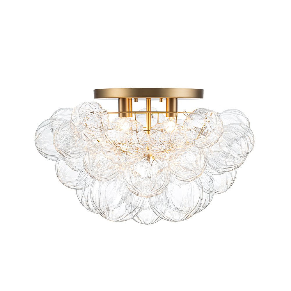 Cluster Sculpture Glass Bubble Round Semi Flush Chandelier