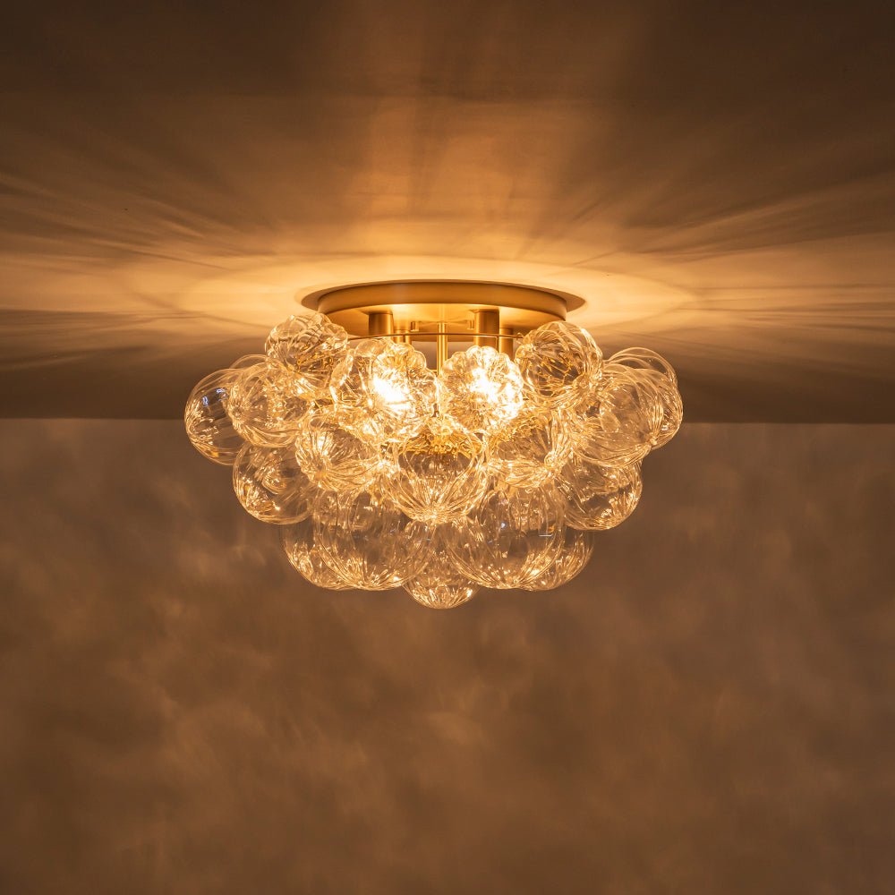 Cluster Sculpture Glass Bubble Round Semi Flush Chandelier