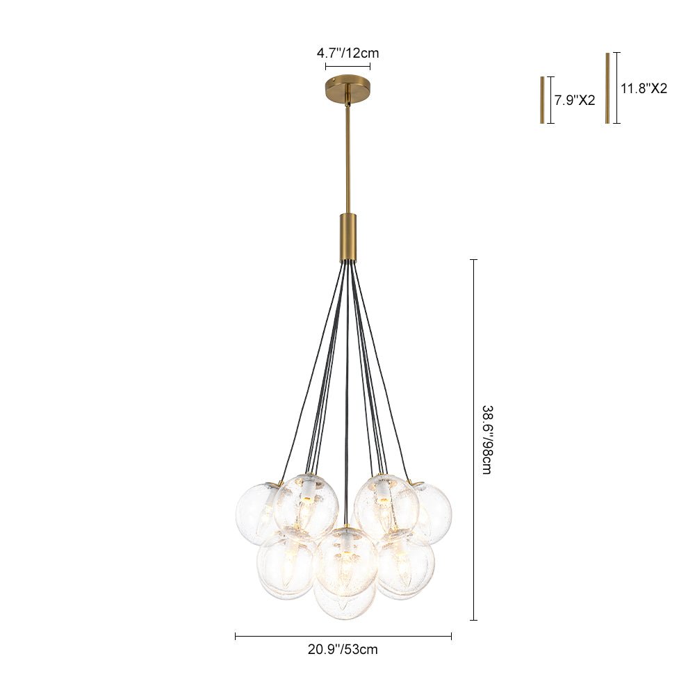 Contemporary Cluster Seeded Glass Globe Bubble Chandelier