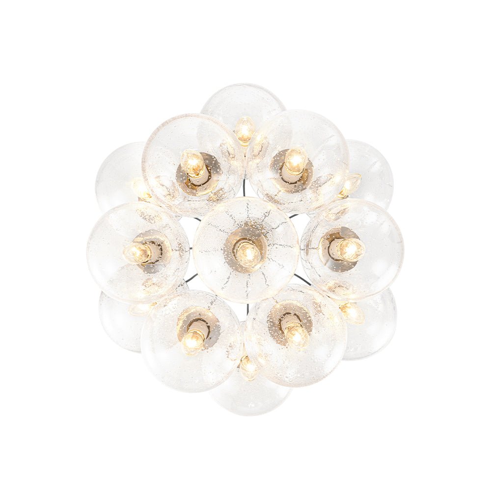 Contemporary Cluster Seeded Glass Globe Bubble Chandelier