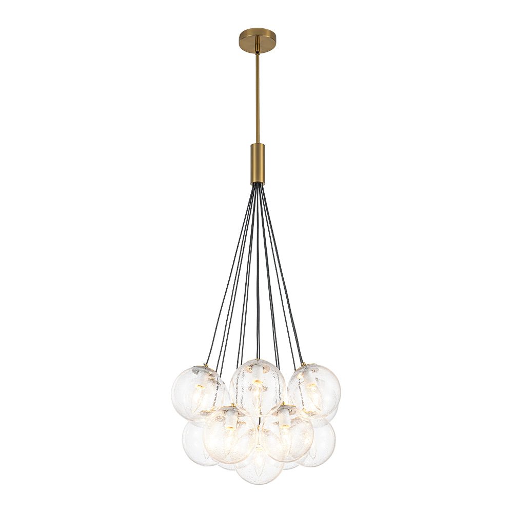 Contemporary Cluster Seeded Glass Globe Bubble Chandelier