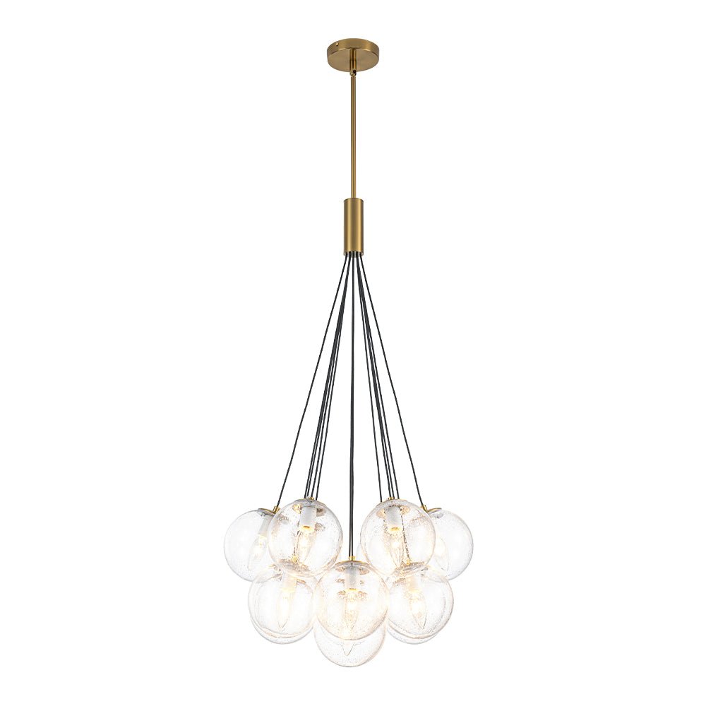 Contemporary Cluster Seeded Glass Globe Bubble Chandelier