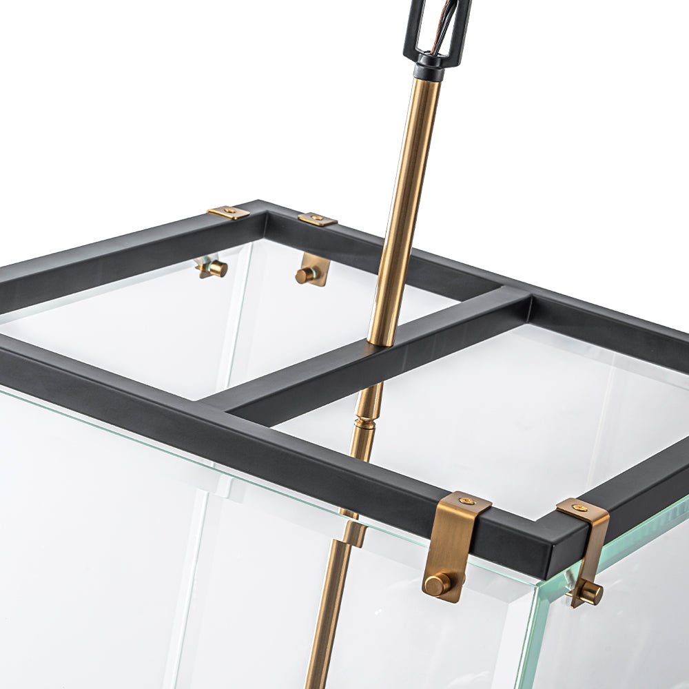 (OpenBox) Contemporary Glass Wide Square Lantern Pendant Chandelier