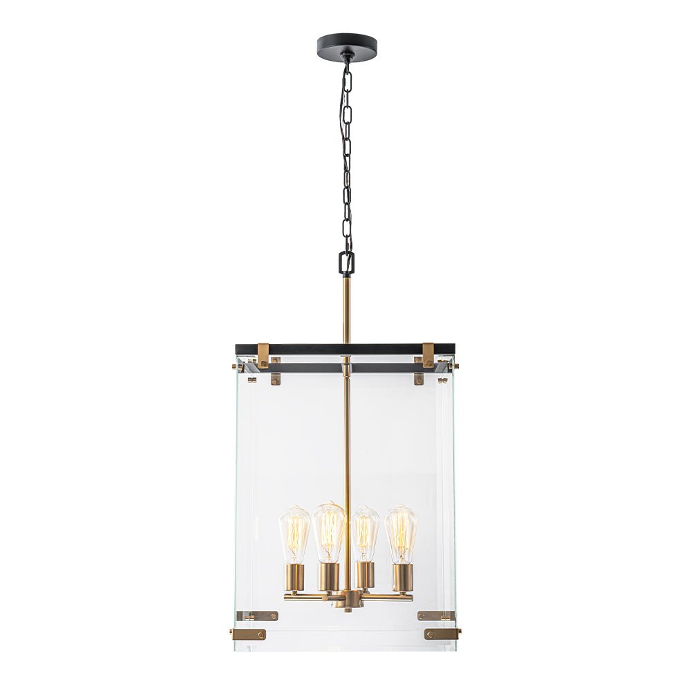 (OpenBox) Contemporary Glass Wide Square Lantern Pendant Chandelier