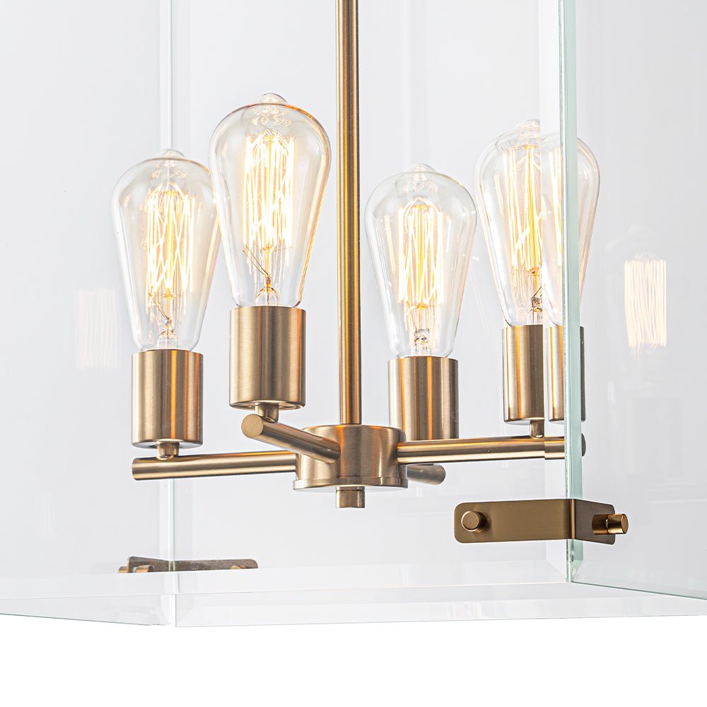 (OpenBox) Contemporary Glass Wide Square Lantern Pendant Chandelier