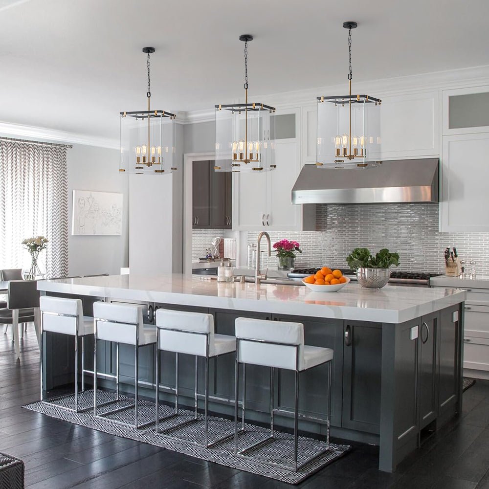 (OpenBox) Contemporary Glass Wide Square Lantern Pendant Chandelier