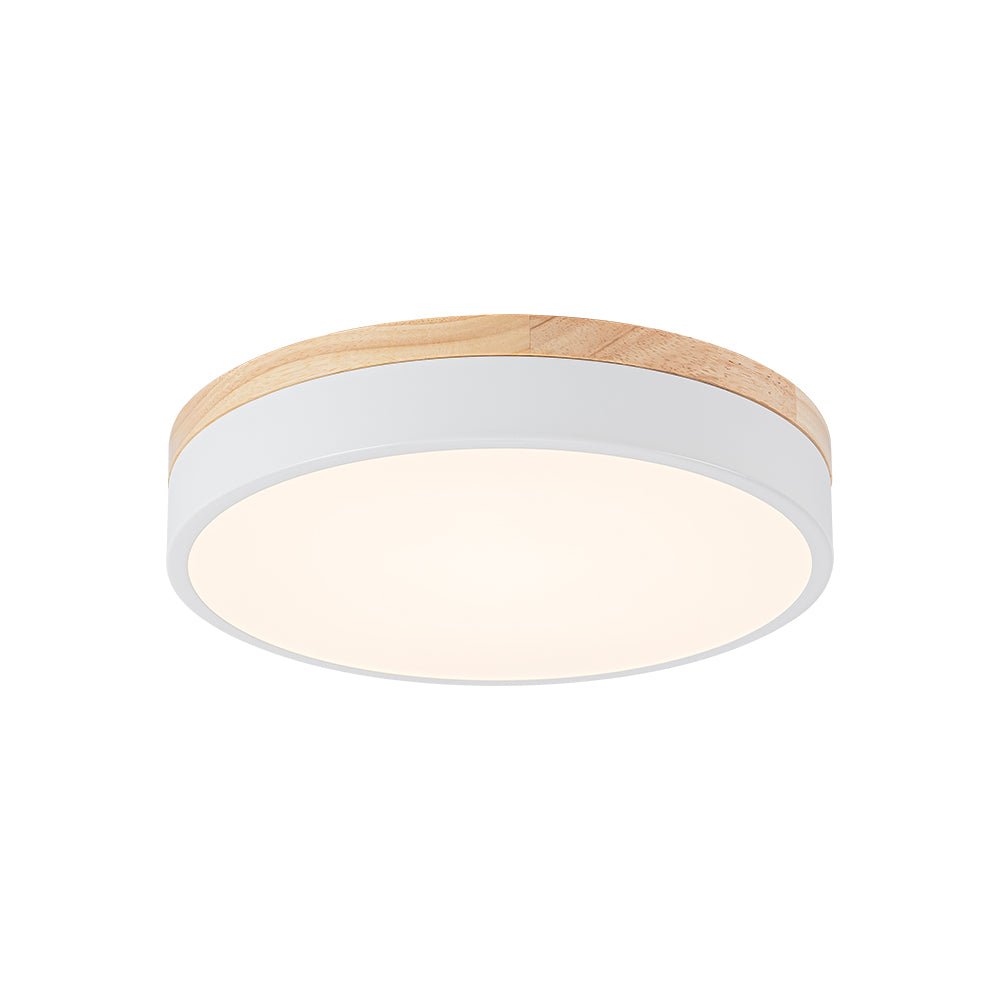 Contemporary Wood Round Dimmable LED Ceiling Light