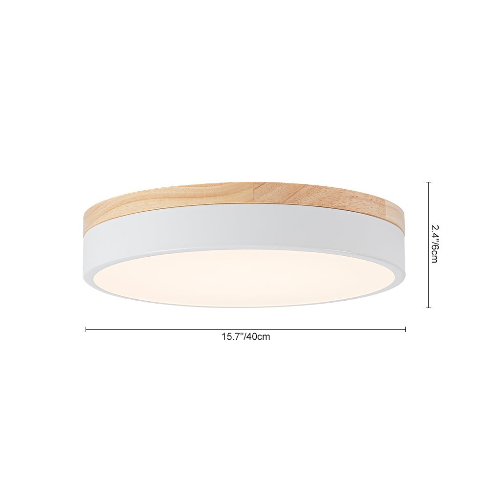 Contemporary Wood Round Dimmable LED Ceiling Light