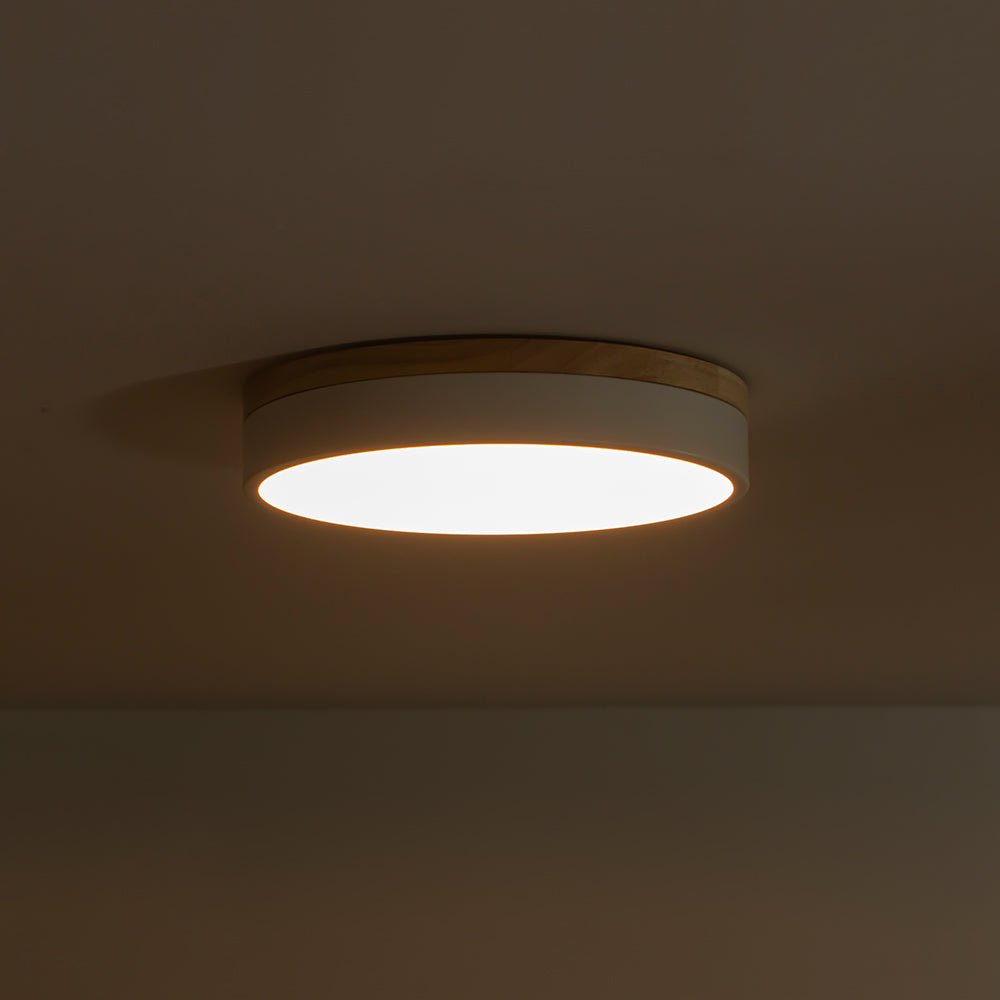 Contemporary Wood Round Dimmable LED Ceiling Light