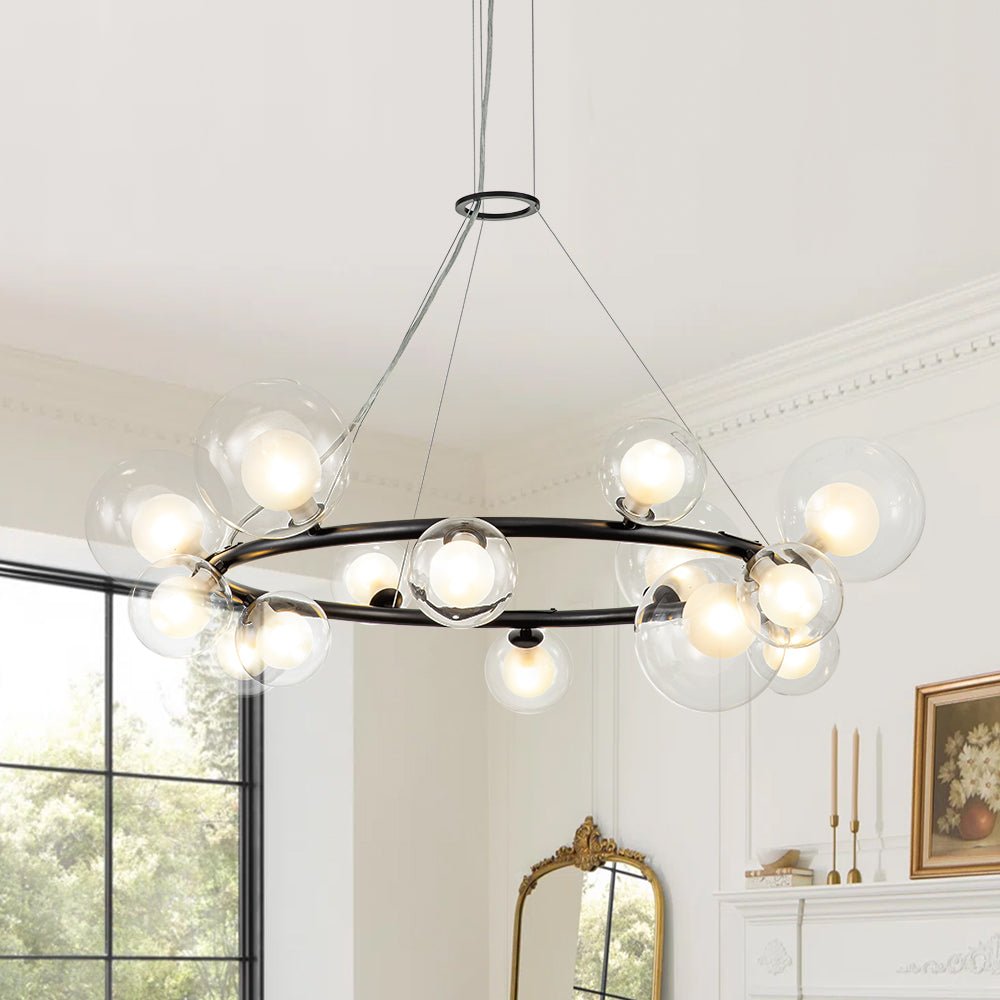 Decorative Halo Glass Globe Bubble Ring Chandelier
