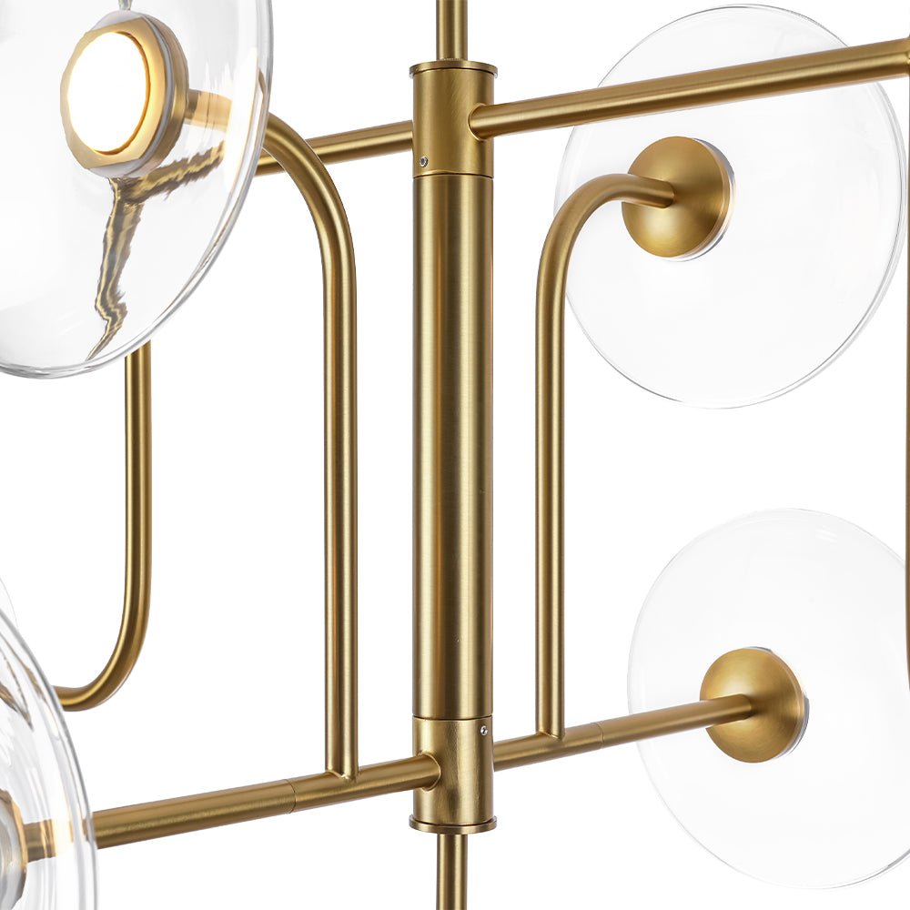 Designer 9-light Glass Dimmable LED Linear Sputnik Chandelier
