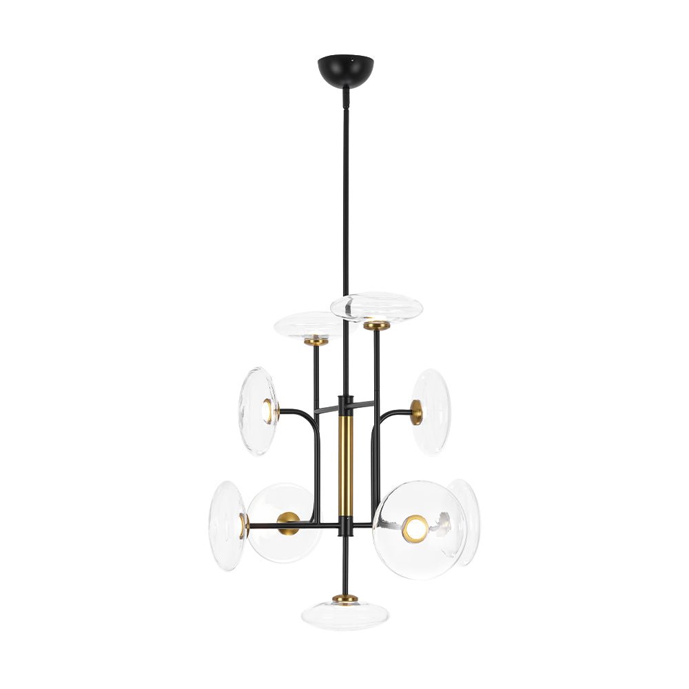 Designer 9-light Glass Dimmable LED Linear Sputnik Chandelier