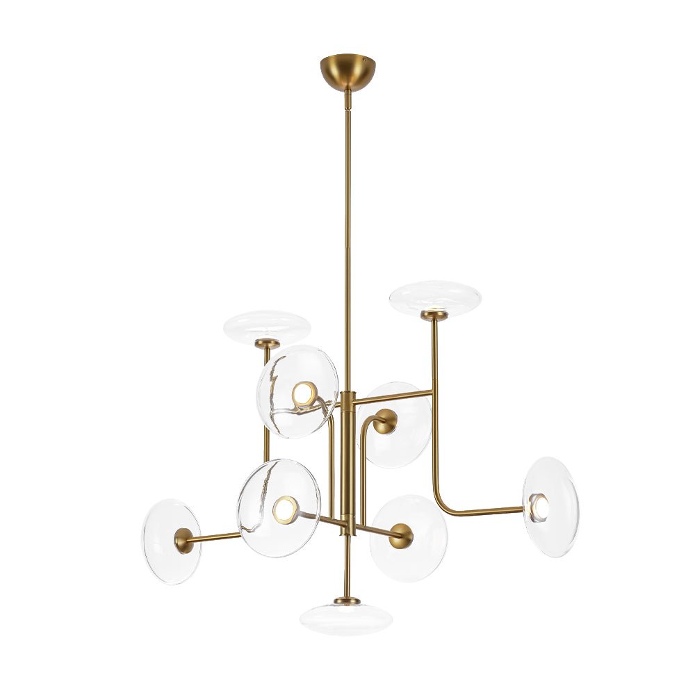Designer 9-light Glass Dimmable LED Linear Sputnik Chandelier