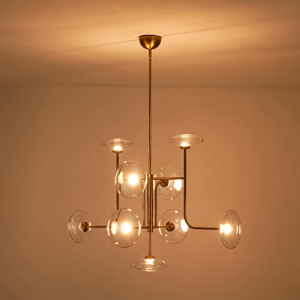 Designer 9-light Glass Dimmable LED Linear Sputnik Chandelier