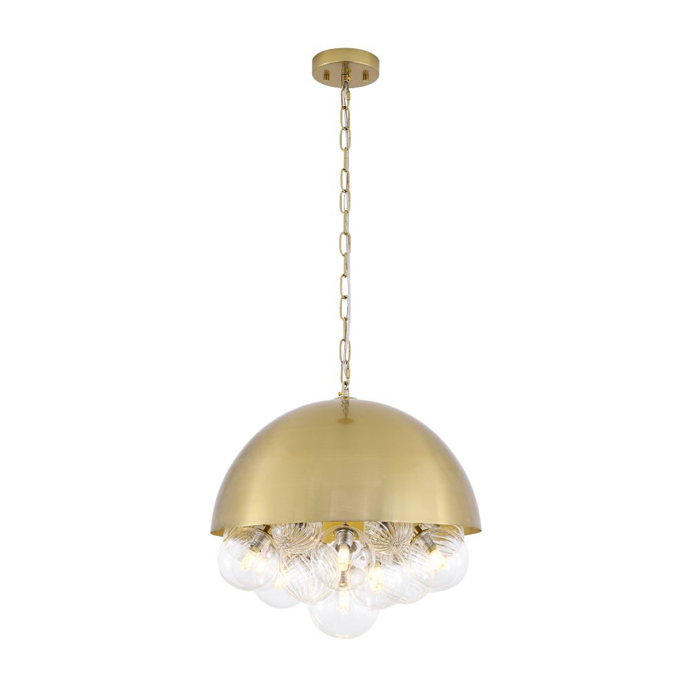 Designer Cluster Glass Globe Metal Dome Pendant Light