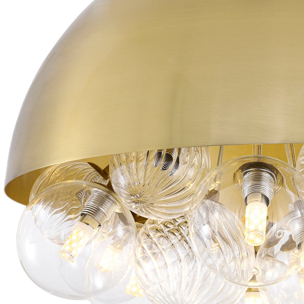 Designer Cluster Glass Globe Metal Dome Pendant Light